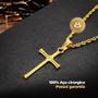 Imagem de relogio masculino banhado dourado + pulseira + crucifixo robusto presente casual grande prova dagua