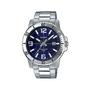 Imagem de Relógio Masculino Casio Prata Fundo Azul Analógico Com Data