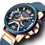 Imagem de Relógio Masculino Curren 8329 Luxo Pulseira Em Couro Azul