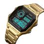 Imagem de Relógio Masculino Digital Dourado Quadrado Skmei 1335 social inox