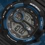 Imagem de Relógio Masculino Digital Esportivo de Pulso com Pulseira de Silicone à Prova D Água Redondo Shock Preto e Azul Mormaii