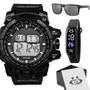 Imagem de Relogio masculino digital prova dagua + oculos proteção uv alarme cronometro data qualidade premium