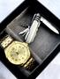 Imagem de Relógio Masculino Dourado Mondaine Prova d'água e 1 ano de garantia com conjunto