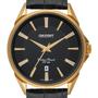 Imagem de Relógio Masculino Dourado Orient Data Pulseira Couro Preto