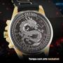 Imagem de relogio masculino grande dourado aço inox original + caixa edição limitada social casual qualidade premium silicone