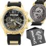 Imagem de relogio masculino grande dourado aço inox original + caixa edição limitada social casual qualidade premium silicone