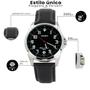 Imagem de Relogio Masculino Orient Analogico Aço Inoxidavel Prata Pulseira Couro Preto Social Original Resistente a Agua 1 Ano de Garantia RO1031P2PX