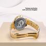 Imagem de Relogio masculino original aço inox grande dourado + caixa pesado analogico qualidade premium social