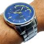 Imagem de Relogio Masculino Prata Orient Fundo Azul Com Data Mbss1295