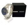 Imagem de Relogio Masculino Prata Orient Fundo Azul Com Data Mbss1295