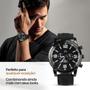 Imagem de relogio masculino preto aço + pulseira + cordao crucifixo robusto ponteiro prateado pesado original prata black piano