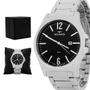 Imagem de Relogio Masculino Technos Analogico Aço Inoxidavel Prata Classic Steel Visor Preto Original Resistente a Agua 1 Ano de Garantia 2115MXQ1P