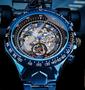 Imagem de Relógio Masculino Winner Luxo Mecânico Aço Inox Azul Estojo