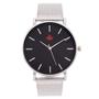 Imagem de Relógio Minimalista Prata Pulseira Aço Prateado e Preto Original
