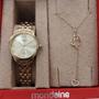 Imagem de Relogio Mondaine Feminino dourado Nossa Senhora Aparecida luxo cravejado com pedrinhas coração kit semi joia 99749LPMKDE1K1