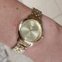 Imagem de Relogio Mondaine Feminino dourado Nossa Senhora Aparecida luxo cravejado com pedrinhas coração kit semi joia 99749LPMKDE1K1