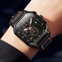 Imagem de Relógio OLEVS Black Leather Square Classic Chronograph Masculino