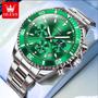 Imagem de Relógio OLEVS Masculino - Quartzo Redondo Verde com Mostrador 42,5 mm