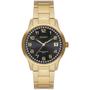 Imagem de Relogio Orient feminino dourado mostrador preto banhado folheado cravejado com strass com numeros e calendário a prova dagua aço inox FGSS1237 P2KX