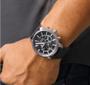 Imagem de Relogio Orient Masculino cronografo prata e preto pulseira de couro de aço inox a prova dagua MBSCC055 G1PX