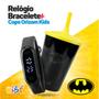 Imagem de Relogio Preto Prova Dagua Infantil Led Digital + Copo Batman esportivo preto silicone presente adolescente heroi criança