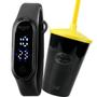 Imagem de Relogio Preto Prova Dagua Infantil Led Digital + Copo Batman esportivo preto silicone presente adolescente heroi criança