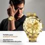 Imagem de relogio prova dagua dorado + cordao cruz + pulseira + caixa pesado qualidade premium presente robusto casual original