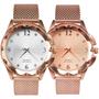 Imagem de Relogio prova dagua feminino + relogio silicone aço inox silicone ajustavel casual rose presente combo social resistente