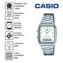 Imagem de Relógio Pulso Casio Unissex Vintage Feminino Masculino Pequeno Quadrado Digital Analógico Original Prata AQ-230A