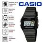 Imagem de Relógio Pulso Casio Vintage Digital Preto Quadrado Classico Casual Pequeno Resistente Agua Feminino Masculino Quartz Leve  F-94WA-8DG