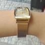 Imagem de Relogio Seculus feminino dourado de aço quadrado pulseira esteira 77186LPSVDS1