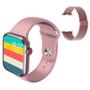 Relógio smartwatch HW16 44mm tela infinita com pulseira metal extra - WearFit Imagem de Relógio smartwatch HW16 44mm tela infinita com pulseira metal extra