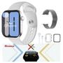 Imagem de Relógio Smartwatch S10 PRO Series 10 Prata Feminino Masculino 2 Pulseiras Película Case ChatGPT 1GB Memoria Interna Amoled Lançamento 2025