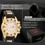 Imagem de Rélógios Masculino Dourado Pulseira de Borracha Quebec Com Corrente Pingente e Pulseira