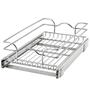 Imagem de Rev-A-Shelf 5WB1-1220CR-1 12 polegadas x 20 polegadas Único fio cesta puxar para fora prateleira Organizador de armazenamento para armários de base de cozinha, prata