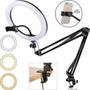 Imagem de Ring Light Flexível Luz Led Usb Com Suporte Articulado De Mesa Estúdio Make Youtuber Aula