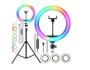 Imagem de Ring Light Iluminador Led Rgb Colorida 26cm 10 Polegadas + Tripé 2.10m Self Youtuber