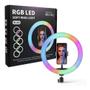 Imagem de Ring Light Led Luz Iluminador Rgb Colorido Tirar Foto Gravações de Vídeos Celular Tripé Pedestal Profissional Universal