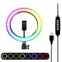 Imagem de Ring Light LED RGB 33cm com Suporte para Celular e Tripé 1,90cm - MJ33