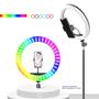 Imagem de Ring Light LED RGB Iluminador Soft 26cm com Suporte para Celular e Controle - MJ26