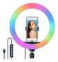 Imagem de Ring Light Luz Led Iluminador Rgb Colorido + Branco Frio Branco Quente Misto Foto Makeup Tirar Foto Vídeo Celular Tripé