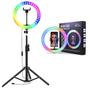 Imagem de Ring Light RGB 12 Polegadas com Tripé Ajustável Suporte de Celular Ideal para Lives