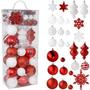 Imagem de RN'D Christmas Snowflake Ball Ornaments - Natal Pendurado floco de Neve e Ball Ornament Assortment Set with Hooks - 76 Ornamentos e Ganchos (Vermelho e Branco)