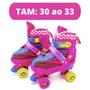 Imagem de Roller Patins Infantil Rosa Quad 4 Rodas Rosa + Kit Proteção