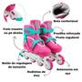 Imagem de Roller Patins Inline Rosa Ajustável 33-37  Kit de Proteção