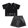 Imagem de Rollu Conjunto Cropped e Shorts Metalizado Love Preto