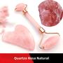 Imagem de Rolo Massageador de Quartzo Rosa e Jade - Gua Sha para Rosto e Spa