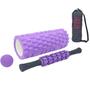 Imagem de Rolo massagem liberação miofascial 5x1 foam roller com bastão massagem e bola lacrosse e mini band com bolsa pra carregar