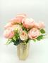 Imagem de Rosa Artificial Buque Com 5 Flores Azul Tiffany Vermelho Salmão Branco Rosa para Decoração