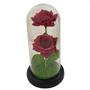 Imagem de Rosa Dupla em Cupula Flor Redoma c/ Led Domo Bela e a Fera G